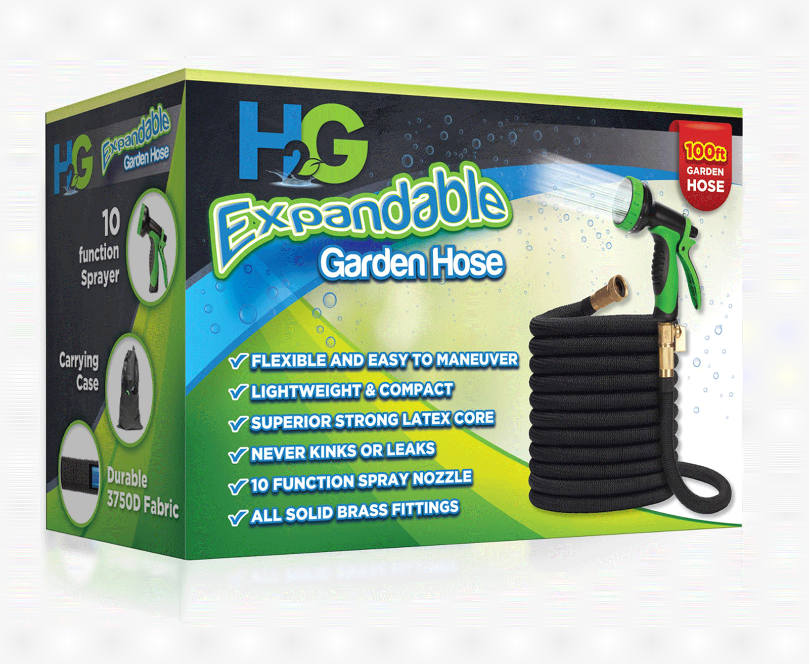 50ft Expandable Garden Hose With 10-Function Nozzle - Flexible Lightweight Water Hose